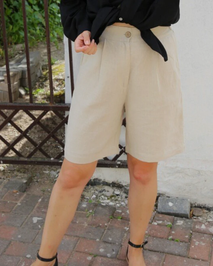 Amber Linen Damen vegan Shorts Bermuda Jakarta Pale Sand