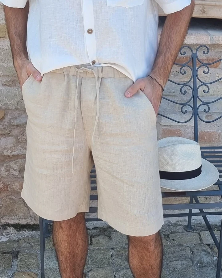Amber Linen Herren vegan Shorts Miami Pale Sand