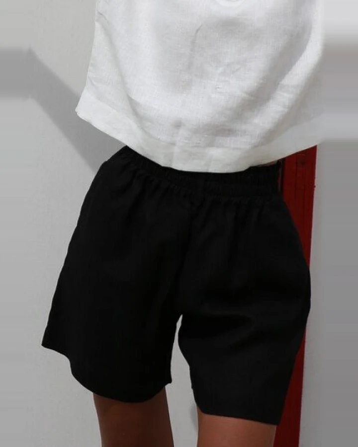 Amber Linen Damen vegan Shorts Positano Schwarz