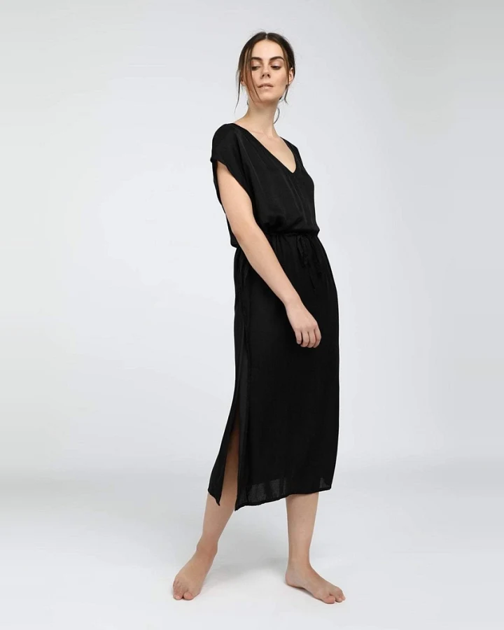Neu Nomads Damen vegan Kleid Kaftan Capri Schiefer Schwarz