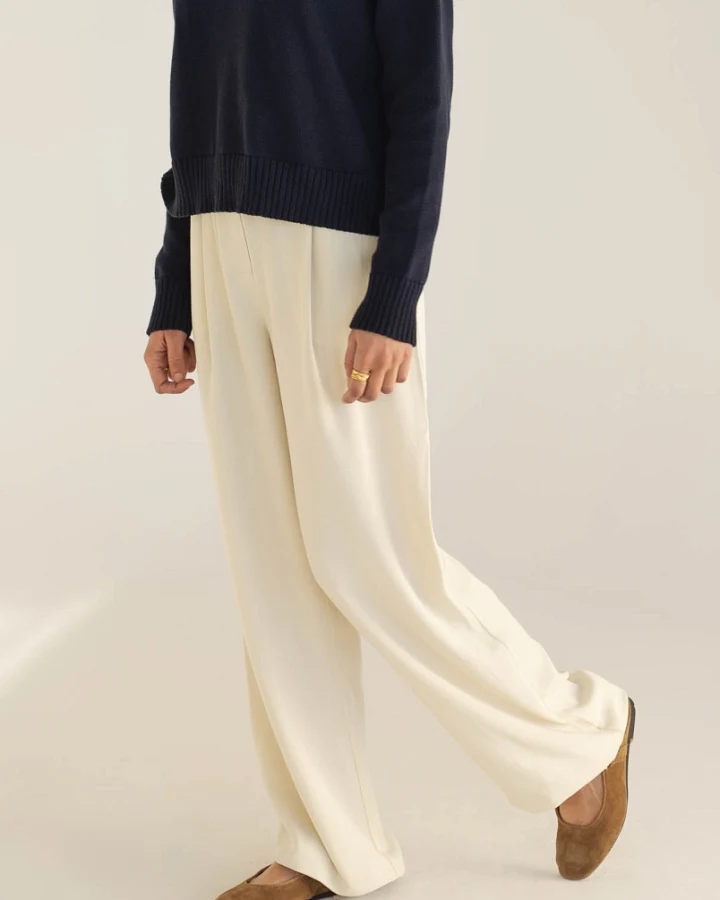 Näz Damen vegan Hose Mara Pearl White