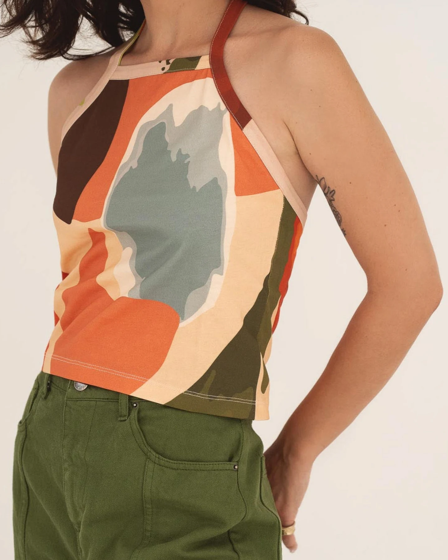 Näz Damen vegan Top Liv Bedruckter Jersey Mehrfarbig – Ansicht 2