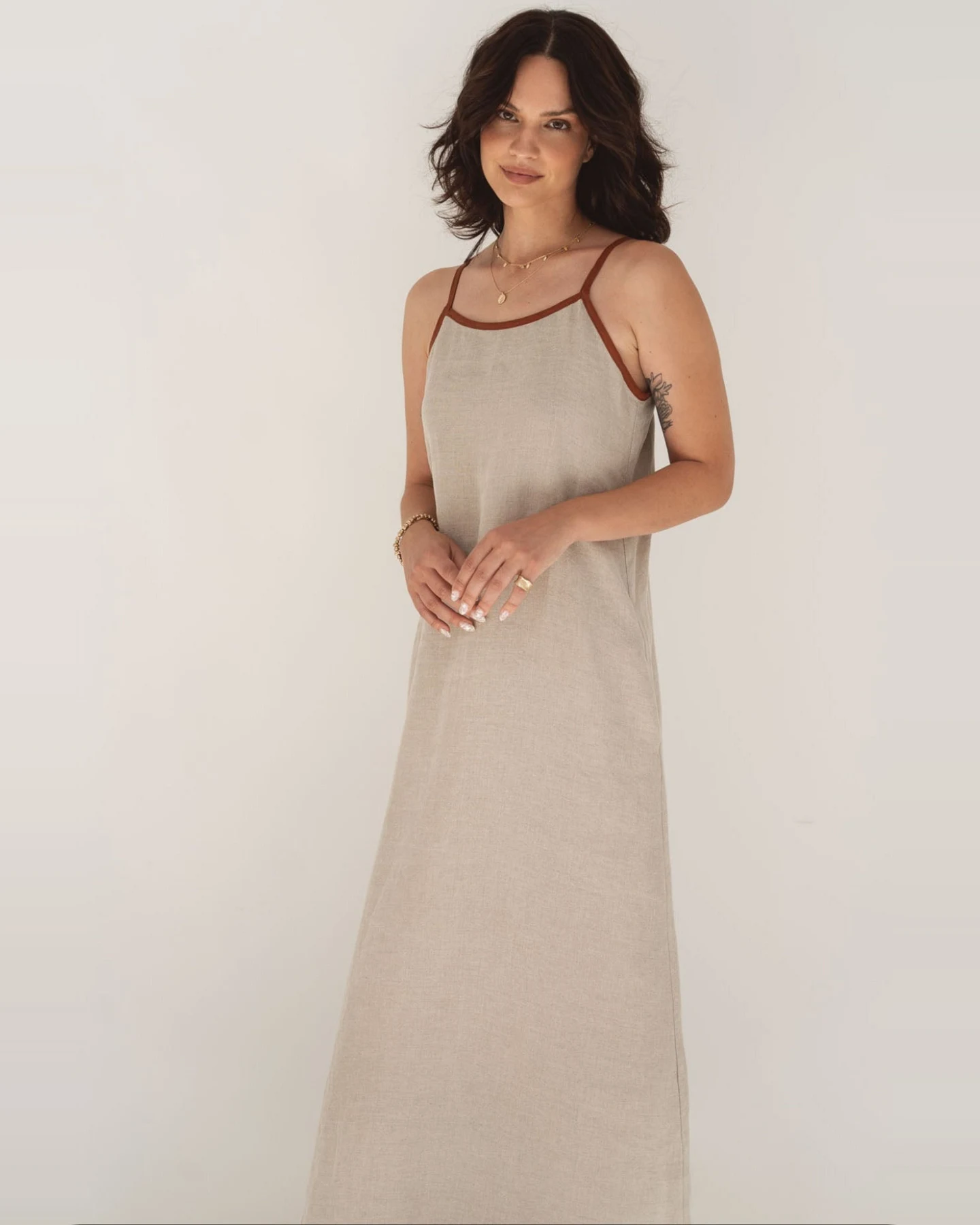 Näz Damen vegan Kleid Eline Beige – Ansicht 2