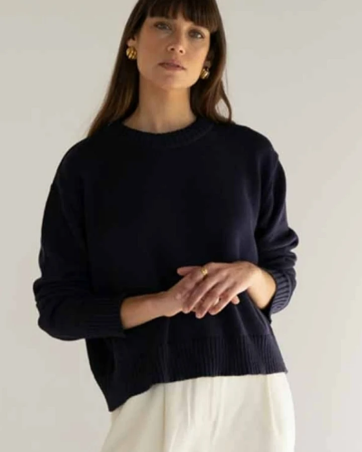 Näz Damen vegan Pullover Mit Rundhalsausschnitt Claudia Navy