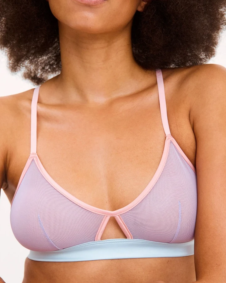 Understatement Damen vegan Bralette Triangel Mesh Cut Out Pastell Flieder