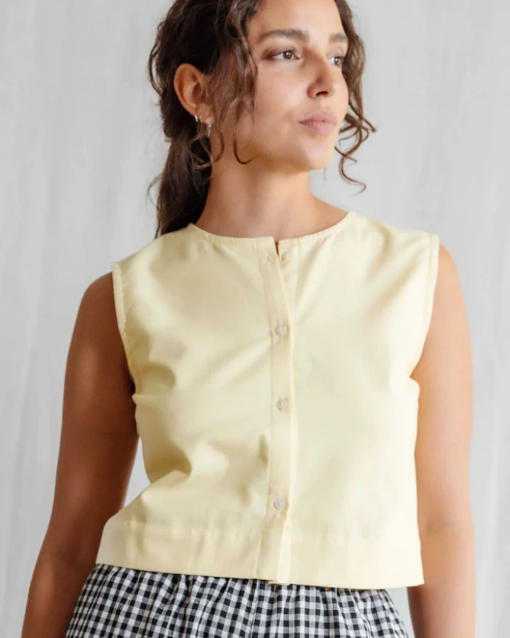 Jyoti - Fair Works Damen vegan Top DIYAn Zitronengelb