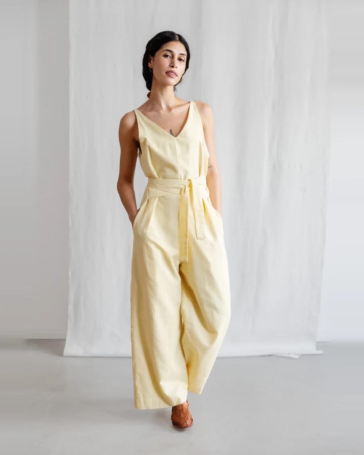 Jyoti Fair Works Damen vegan Jumpsuit Parva Zitronengelb
