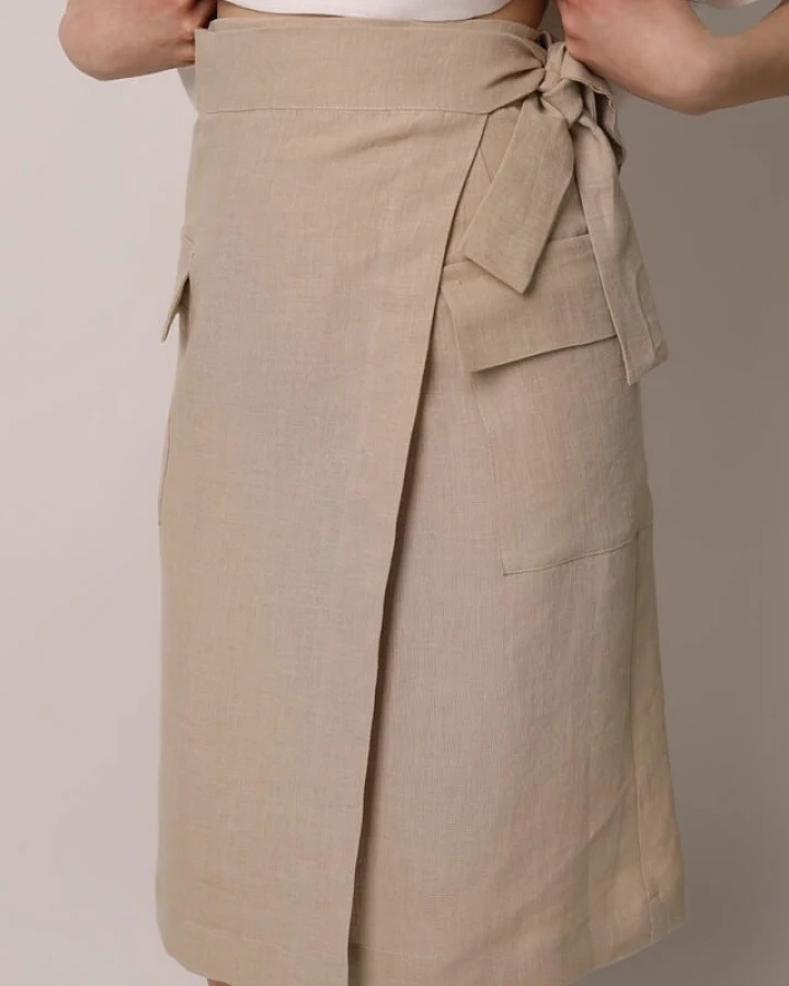 Amber Linen Damen vegan Wickelrock Vita Blasser Sand