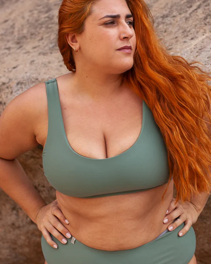 Inaska Damen vegan Bikinioberteil Reversible Pure Khaki/Moosgrün