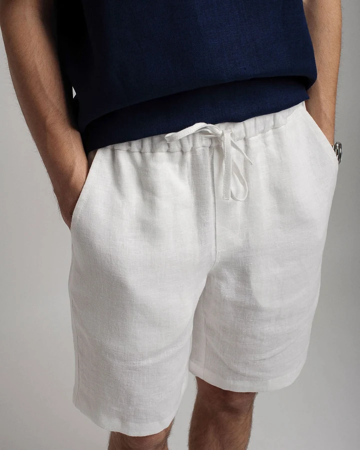 Amber Linen Herren vegan Kurze Hosen Miami Weiß