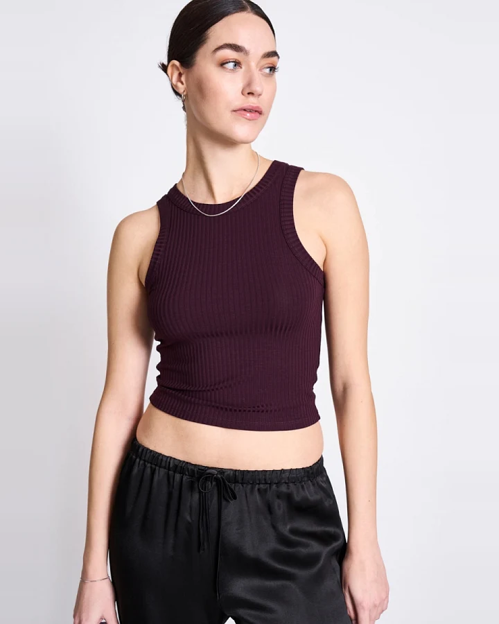 JAN 'N JUNE Damen vegan Tank Top Rib Porto Cherry Lacquer