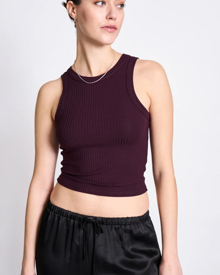 JAN 'N JUNE Damen vegan Tank Top Rib Porto Cherry Lacquer