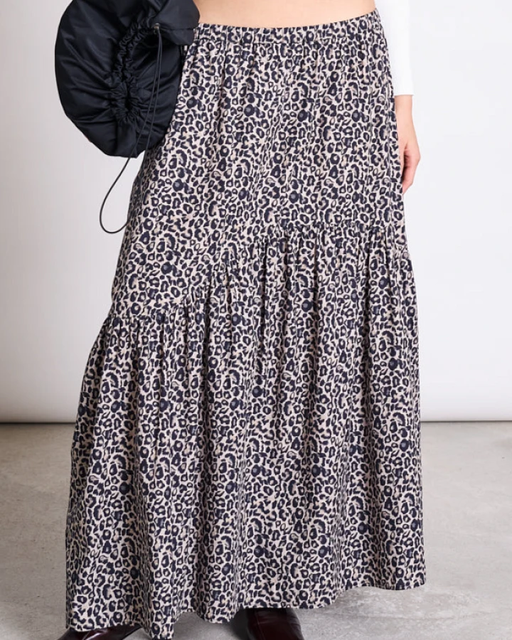 JAN 'N JUNE Damen vegan Maxirock Alca Leo Print