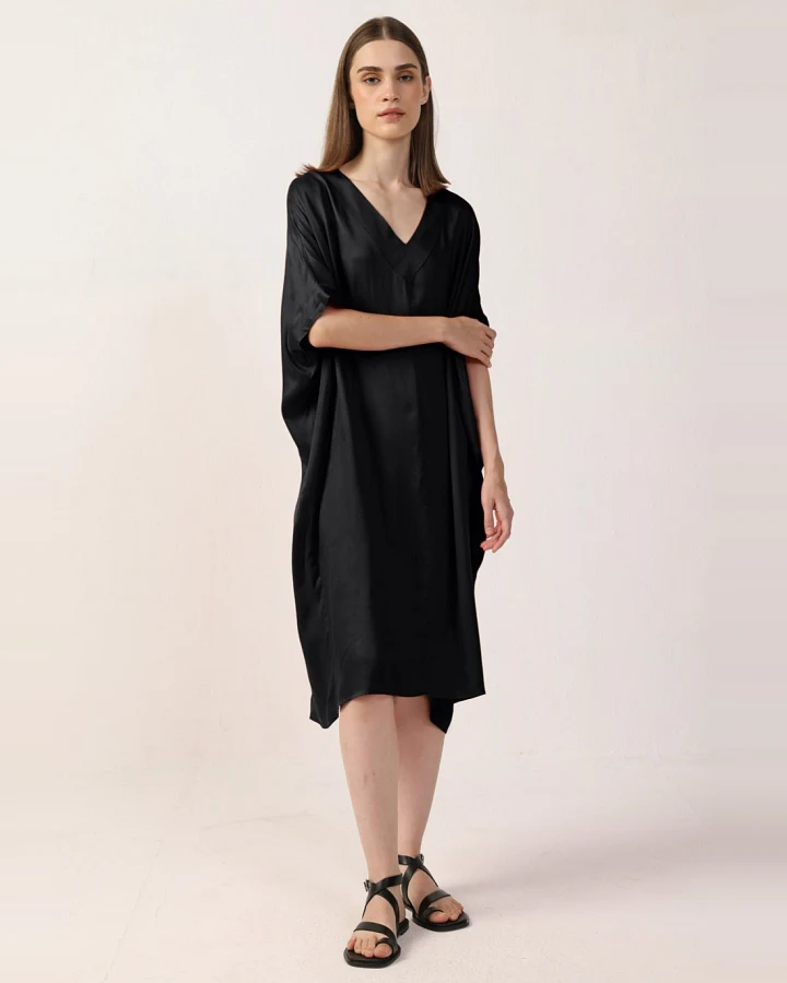 Neu Nomads Damen vegan Kleid Kaftan Francine Schwarz
