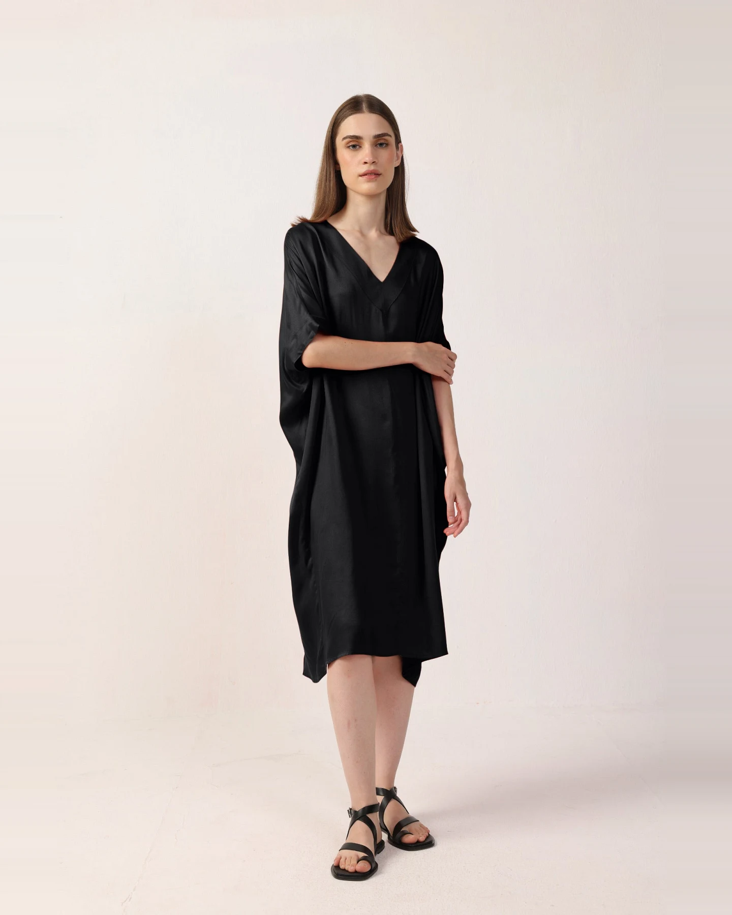 Neu Nomads Damen vegan Kleid Kaftan Francine Schwarz – Ansicht 2