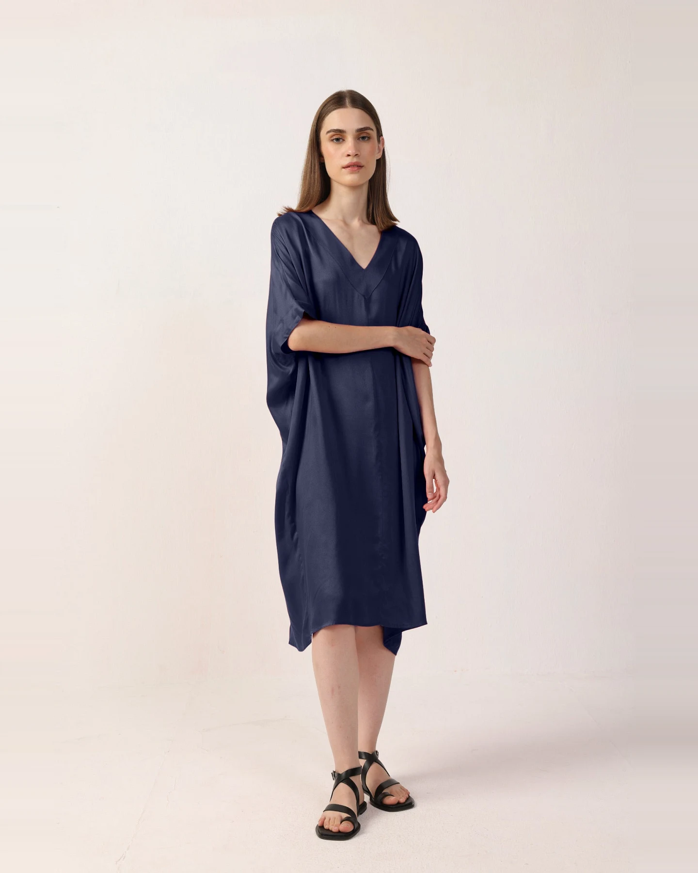 Neu Nomads Damen vegan Kleid Kaftan Francine Mitternacht – Ansicht 2