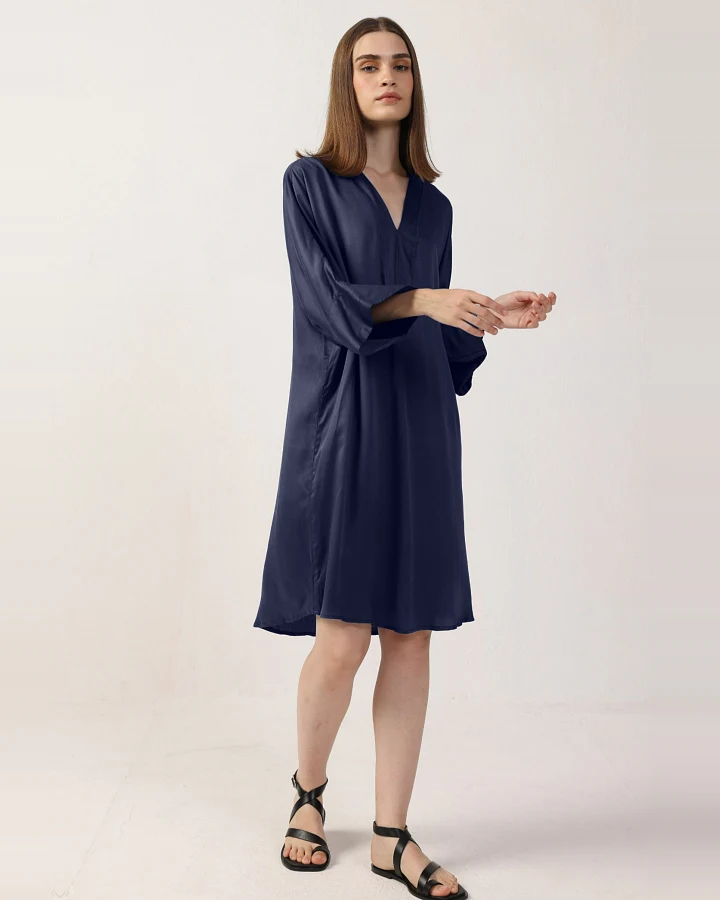 Neu Nomads Damen vegan Kleid Kimono Mitternachtsblau