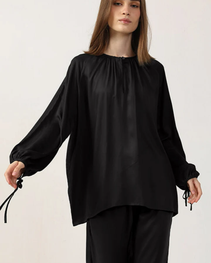 Neu Nomads Damen vegan Bluse Tunika Schwarz