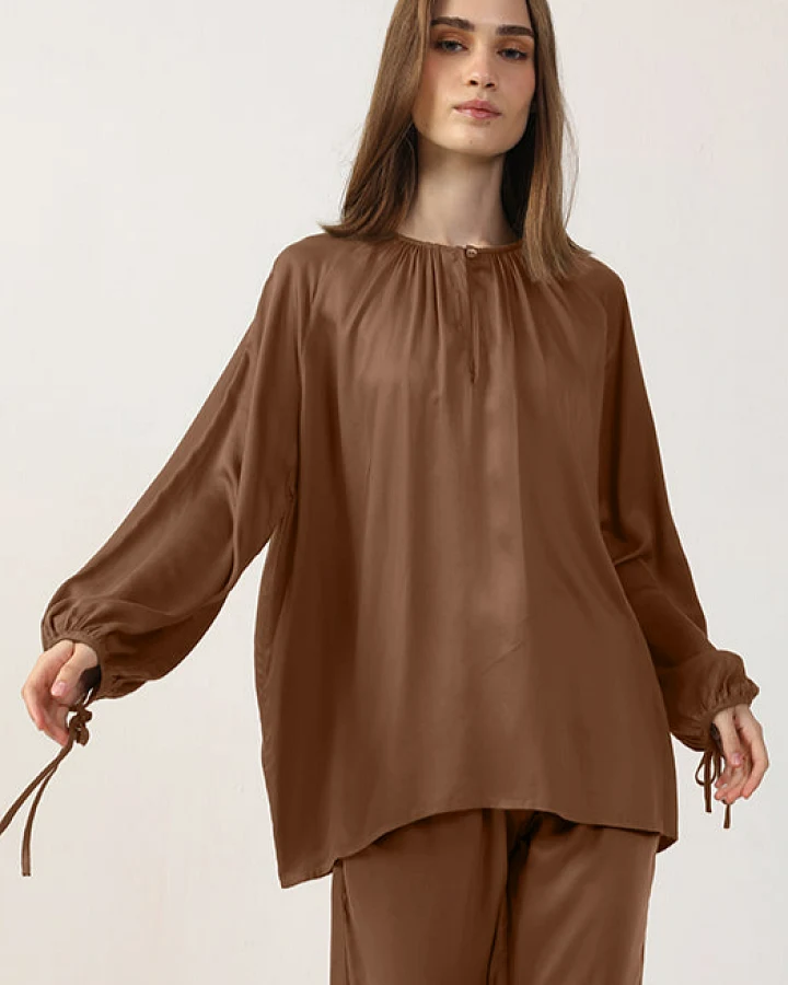 Neu Nomads Damen vegan Bluse Tunika Cognac