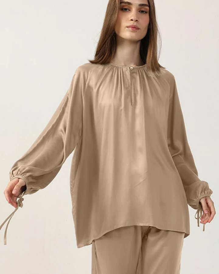Neu Nomads Damen vegan Bluse Tunika Goldie Beige