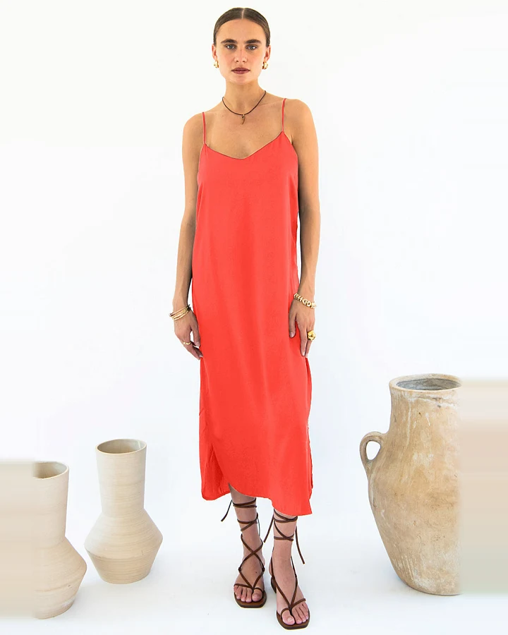 Neu Nomads Damen vegan Kleid Easy Slip Coral