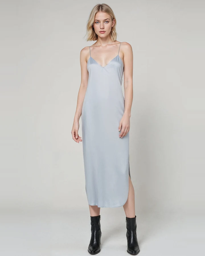 Neu Nomads Damen vegan Kleid Slip Gitta Eisblau