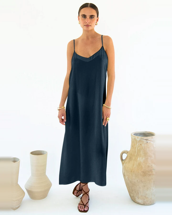Neu Nomads Damen vegan Kleid Slip Gitta Mitternacht