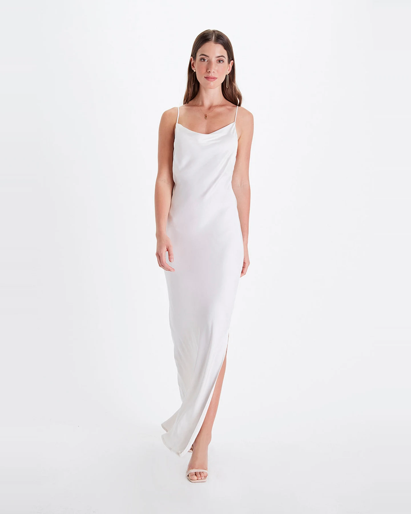 Neu Nomads Damen vegan Abendkleid Cowl Neck Schneeweiß – Ansicht 2