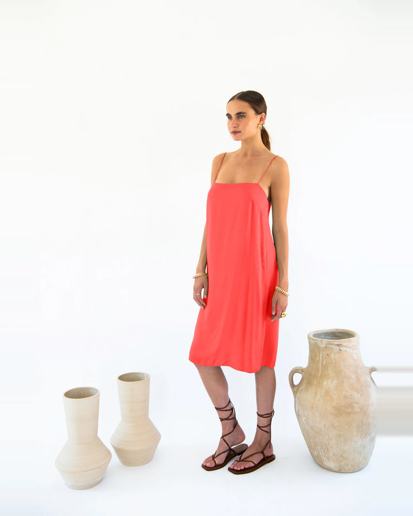 Neu Nomads Damen vegan Slip Dress Julianne Boxy Koralle – Ansicht 2