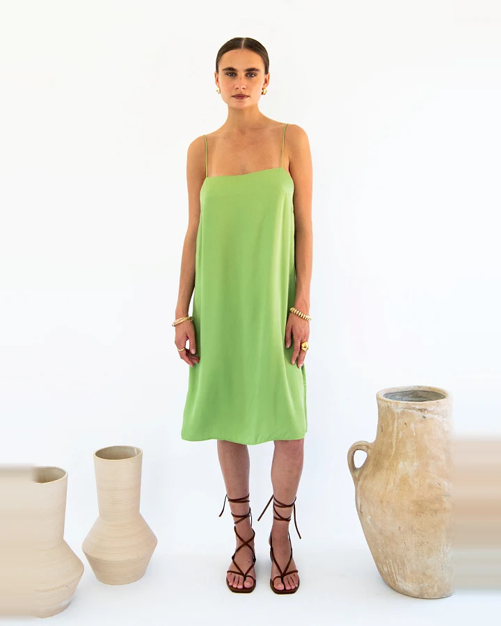 Neu Nomads Damen vegan Slip Dress Julianne Boxy Emerald