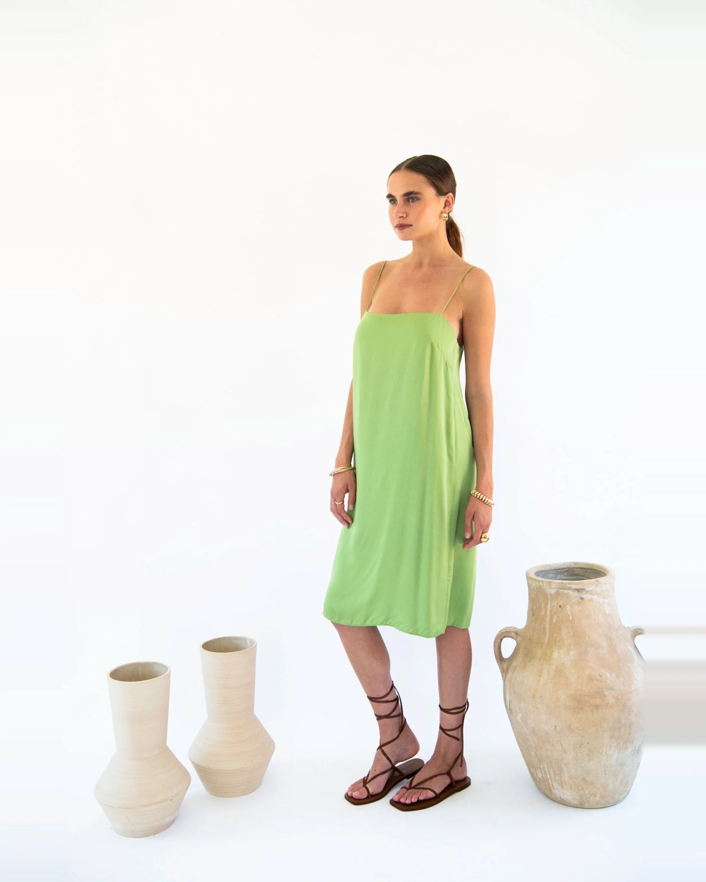 Neu Nomads Damen vegan Slip Dress Julianne Boxy Emerald – Ansicht 2