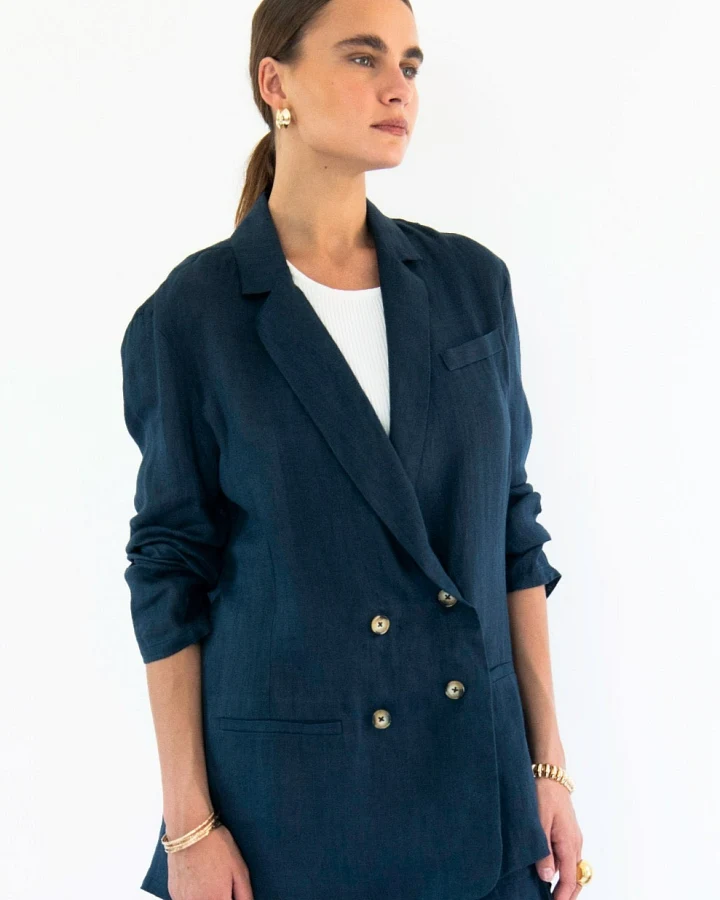 Neu Nomads Damen vegan Jacke Jane Zweireiher Mitternacht