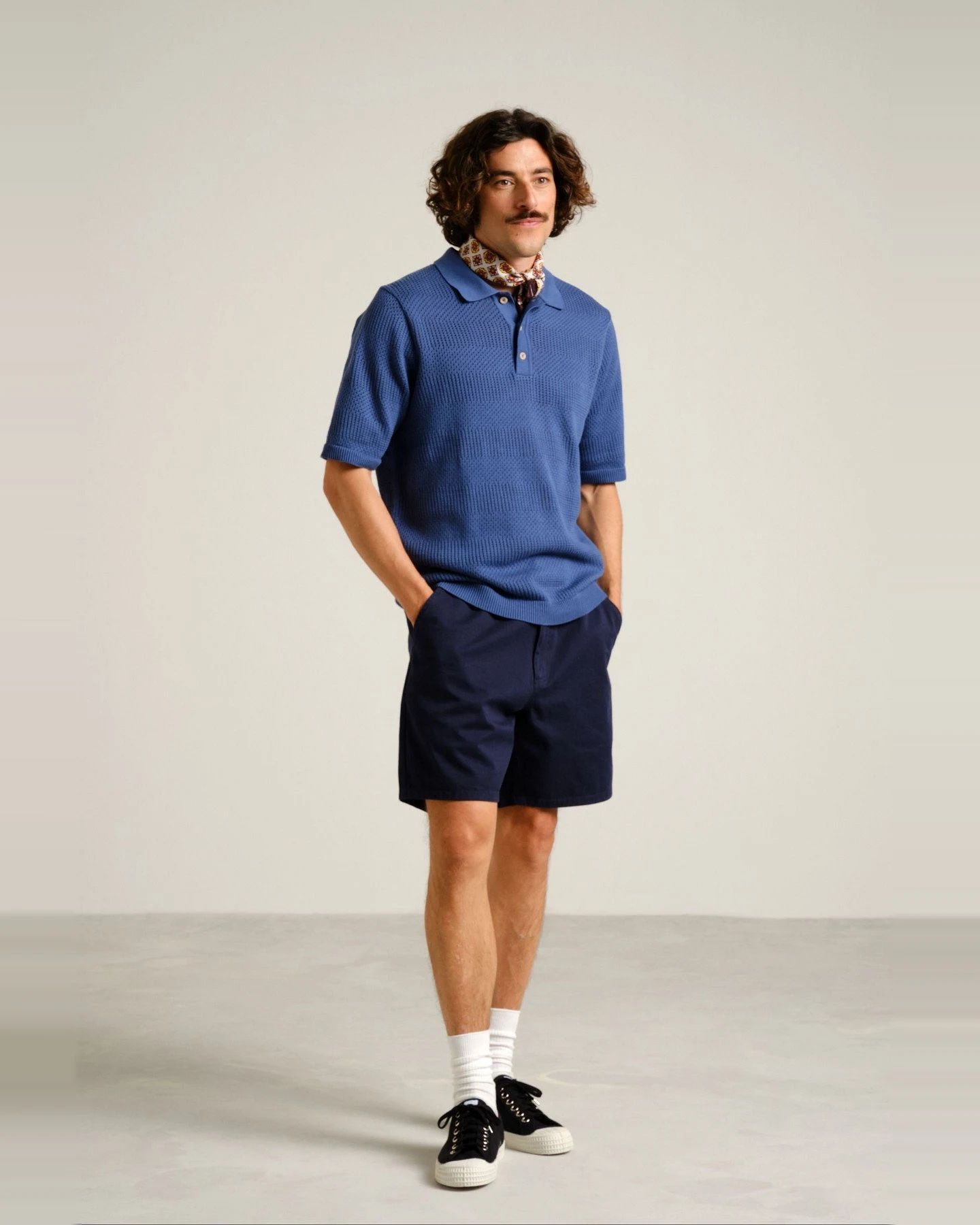 Poloshirt Knitted Nogersund Blau – Ansicht 2
