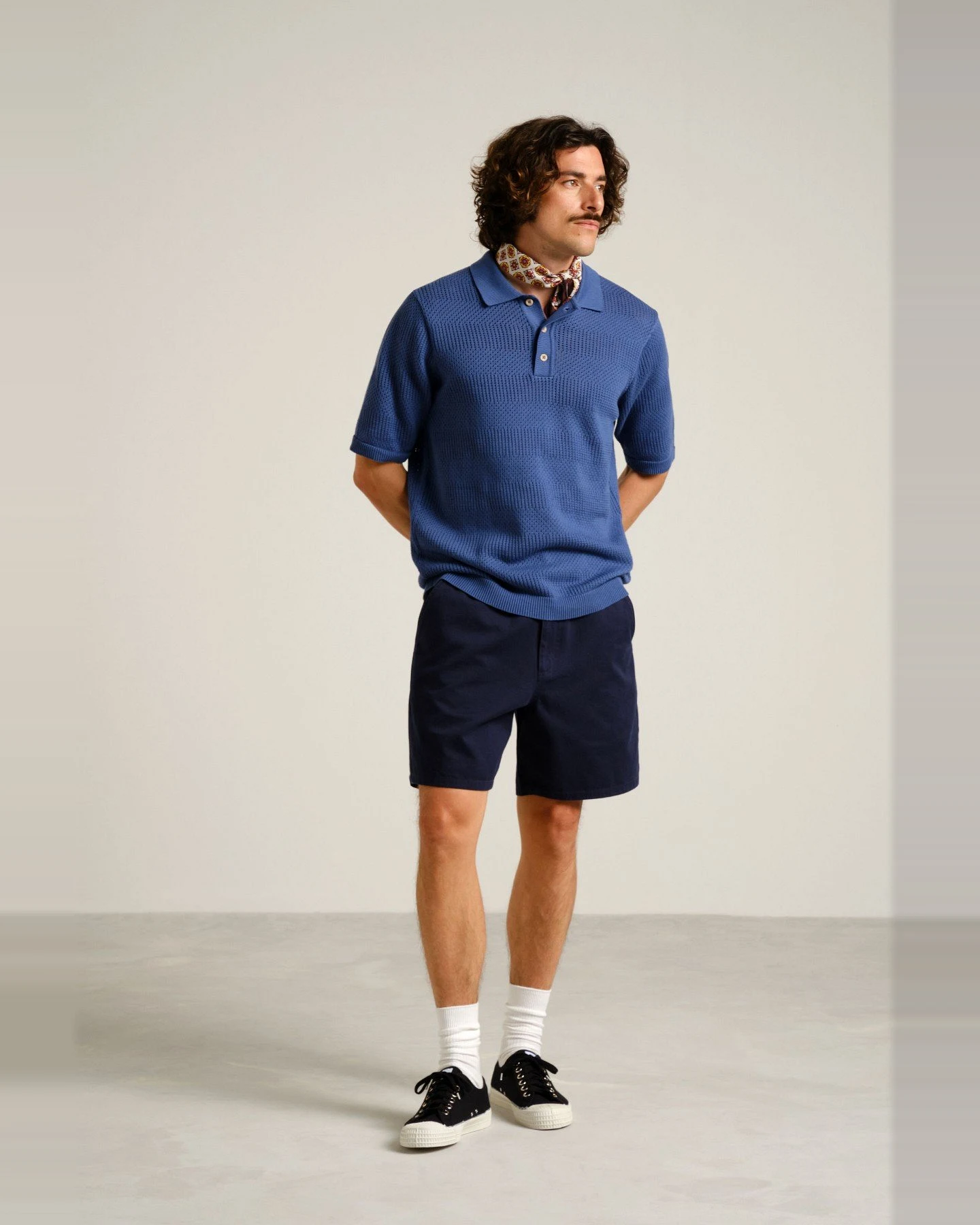 Poloshirt Knitted Nogersund Blau – Ansicht 3