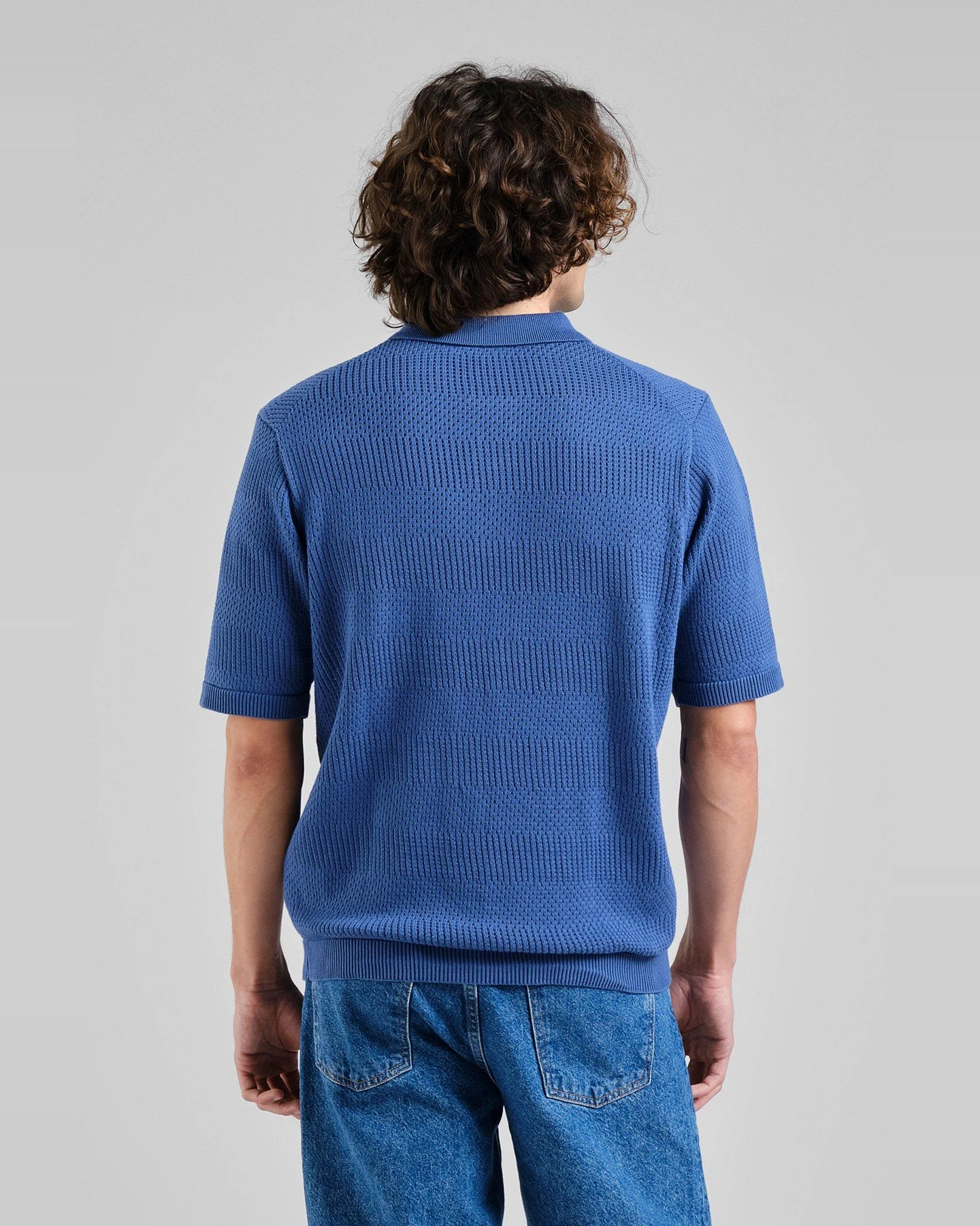 Poloshirt Knitted Nogersund Blau – Ansicht 5