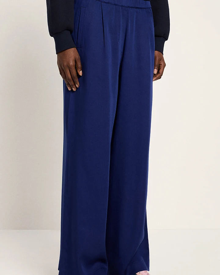 Lanius Damen vegan Hose Weites Bein Blau