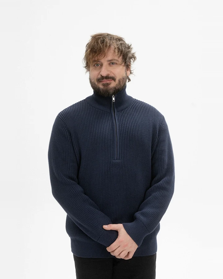 MELA Herren vegan Strickpullover Gerippt Udai Navy