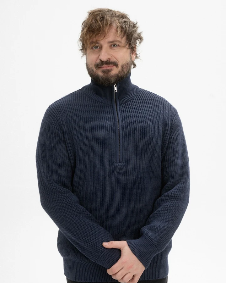 MELA Herren vegan Strickpullover Gerippt Udai Navy