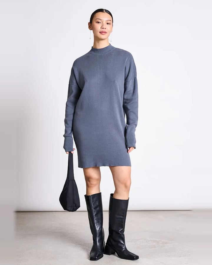JAN 'N JUNE Damen vegan Strickkleid Nuna Turbulence Grau