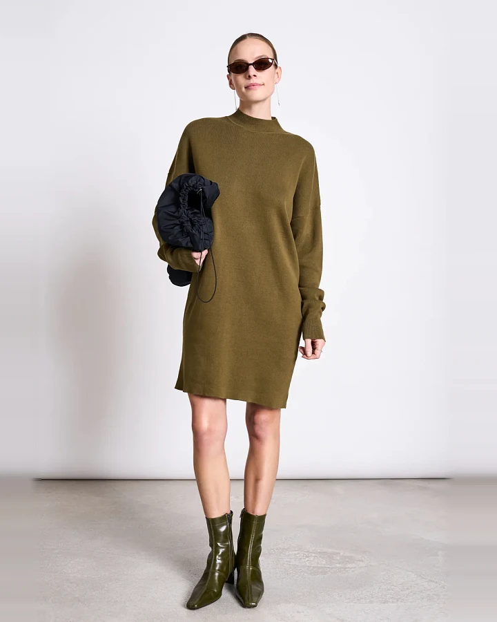 JAN 'N JUNE Damen vegan Strickkleid Nuna Woody Olive