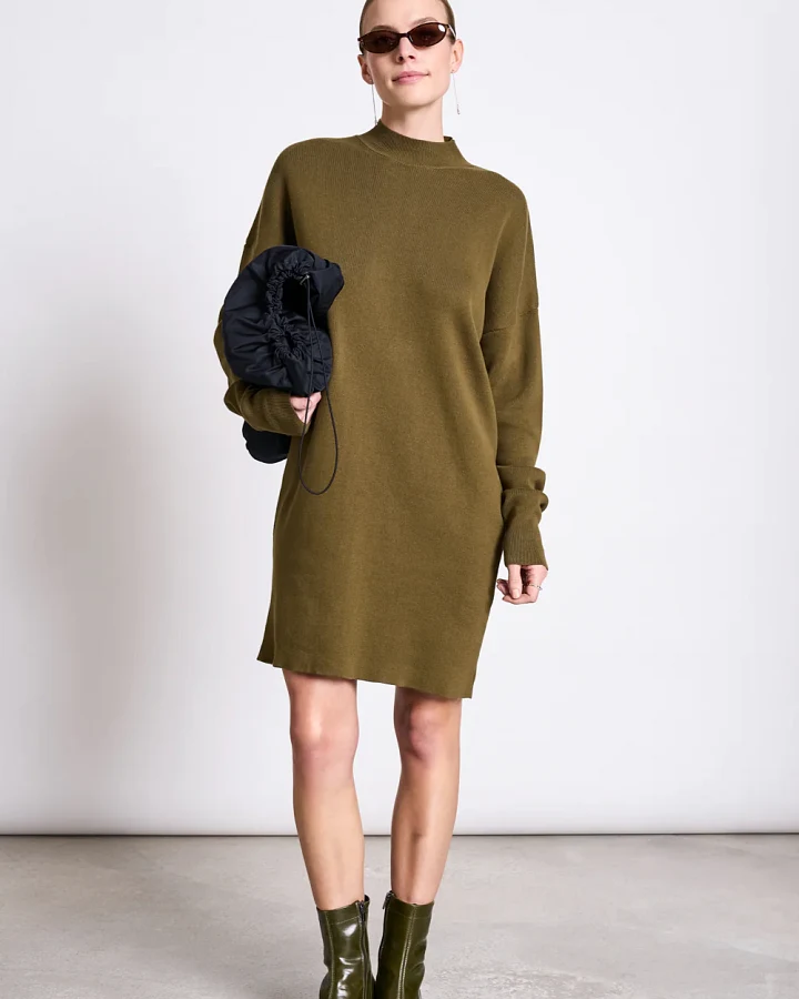 JAN 'N JUNE Damen vegan Strickkleid Nuna Woody Olive