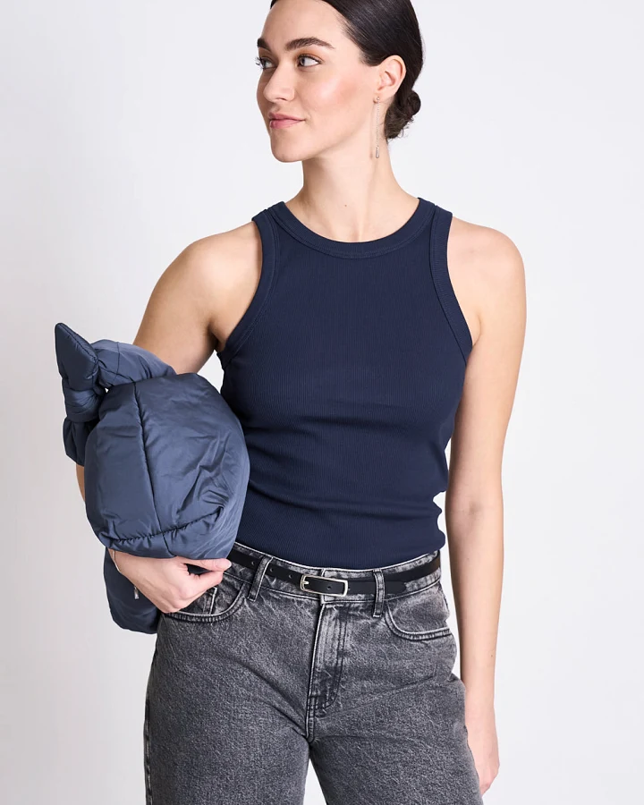 JAN 'N JUNE Damen vegan Tank Top Porto Long Nightfall Blau