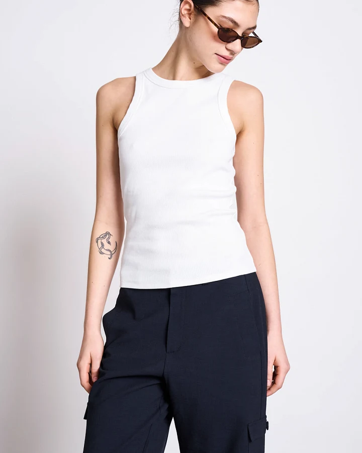 JAN 'N JUNE Damen vegan Tank Top Porto Lang Weiß