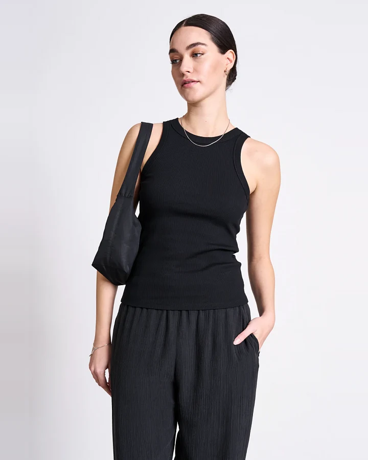 JAN 'N JUNE Damen vegan Tank Top Porto Long Schwarz
