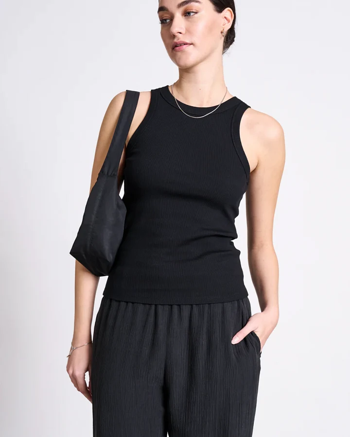 JAN 'N JUNE Damen vegan Tank Top Porto Long Schwarz