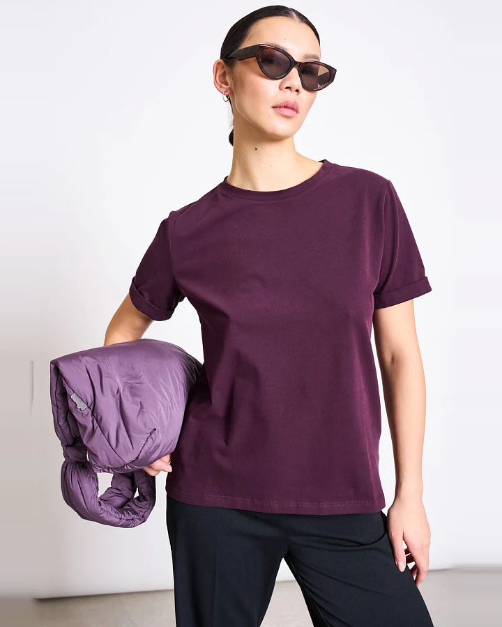 JAN 'N JUNE Damen vegan T-Shirt Gebürsteter Junge Kirsche Lack
