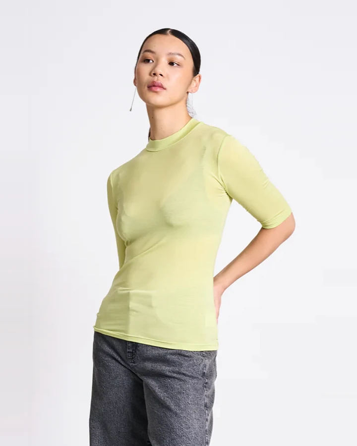 JAN 'N JUNE Damen vegan T-Shirt High Neck Tarma Granny Smith Grün