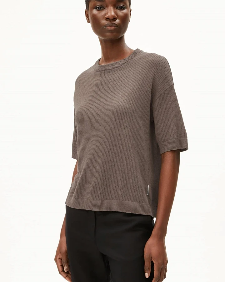 ARMEDANGELS Damen vegan T-Shirt Lizaa Lino Braun