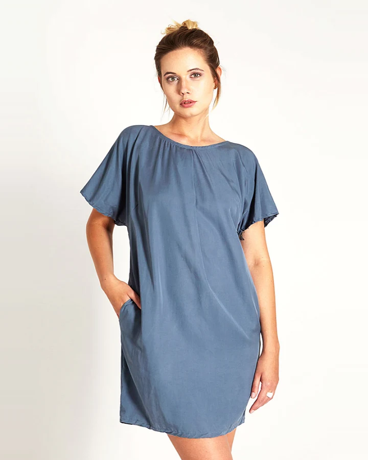 WiDDA Damen vegan Kleid Spitze Blau