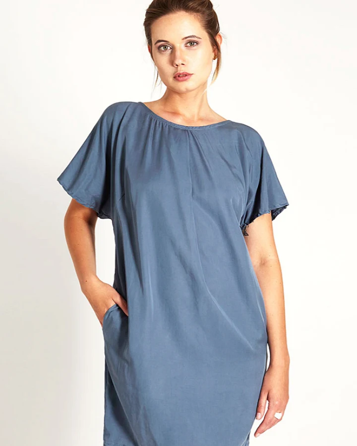 WiDDA Damen vegan Kleid Spitze Blau